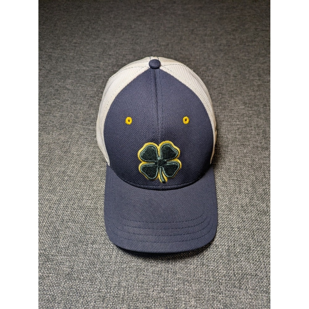 Black Clover Live Lucky Hat L/XL Navy Blue Stretch Fit 4 Leaf Clover Golf Cap